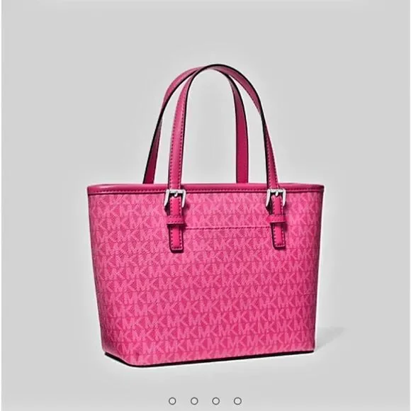 MICHAEL KORS OUTLET JET SET EXTRA SMALL LOGO ZIP TOP TOTE BAG - Picture 1 of 6